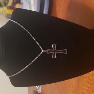 24" Sterling Silver and Black Pendant